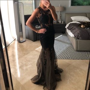 Black gown with train